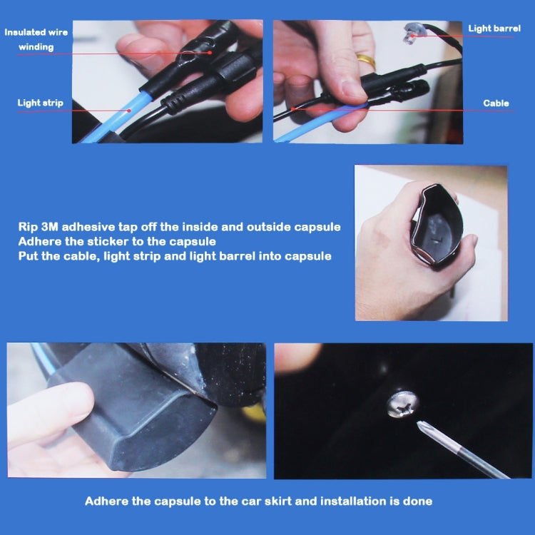2.4m Universal Car Bumper Spoiler Solar Luminous Blue Light Anti-wiping Strip with Light Control And Voice Control