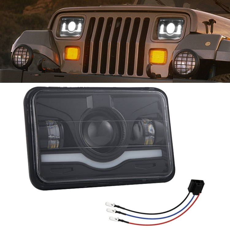 5 Inch 35W 4000LM 6000K + Amber Car Truck Square LED Headlights Work Lights Spotlight