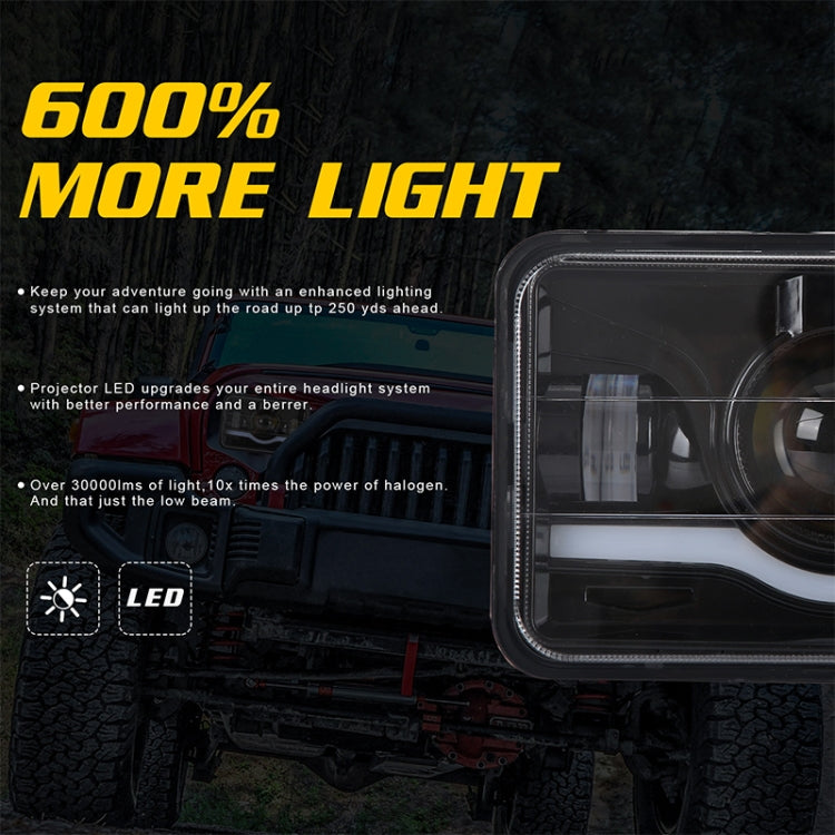 5 Inch 35W 4000LM 6000K + Amber Car Truck Square LED Headlights Work Lights Spotlight