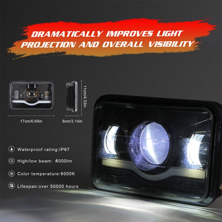 5 Inch 35W 4000LM 6000K + Amber Car Truck Square LED Headlights Work Lights Spotlight