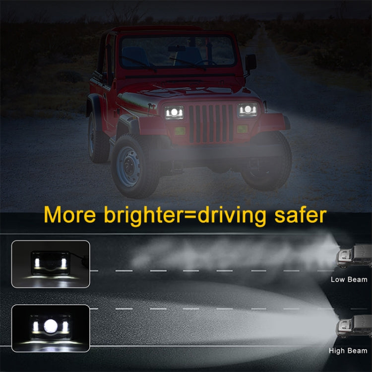 5 Inch 35W 4000LM 6000K + Amber Car Truck Square LED Headlights Work Lights Spotlight