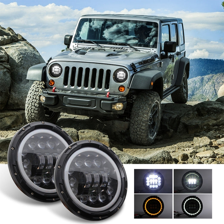 7 Inch 40W 4500LM 6000K + 3000K 12 LEDs Car Truck Off-road Vehicle Circular LED Angel Eye Herdsman Lamp Headlights Work Lights Spotlight