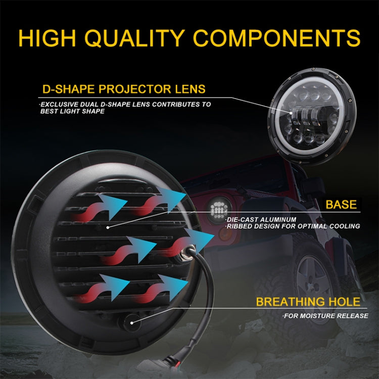 7 Inch 40W 4500LM 6000K + 3000K 12 LEDs Car Truck Off-road Vehicle Circular LED Angel Eye Herdsman Lamp Headlights Work Lights Spotlight