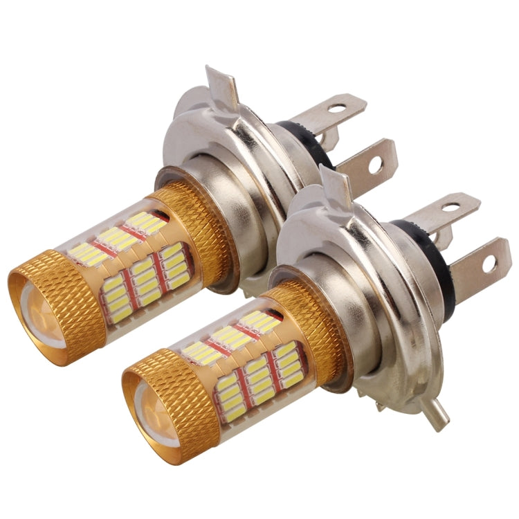 2 PCS  H4 6W 540LM  White Light 54 LED SMD 4014 Car Fog Light Bulb, DC 12V