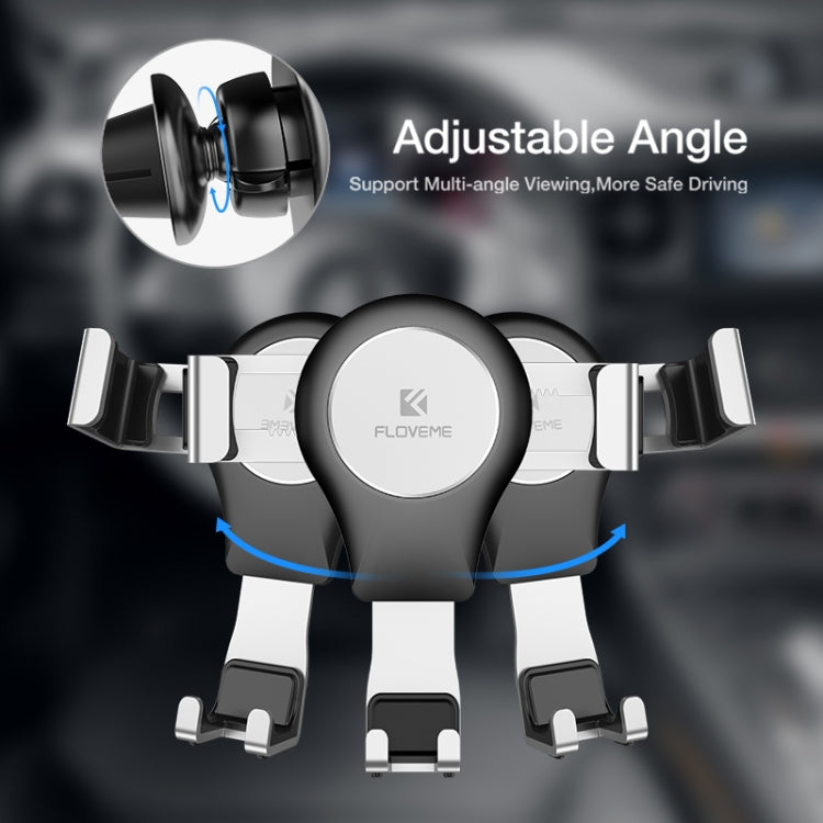 FLOVEME Auto Car Gravity Car Mount Phone Holder(Silver+Black)