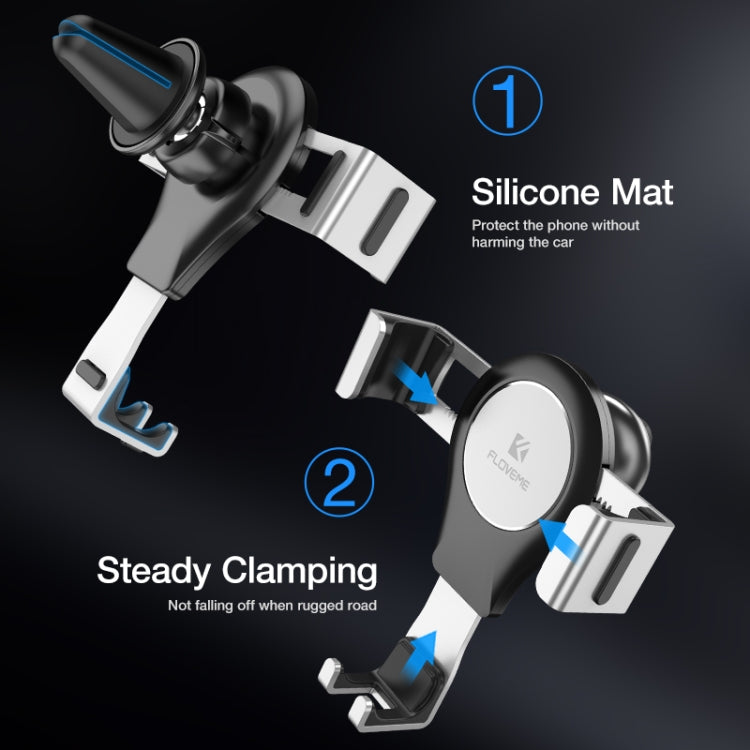FLOVEME Auto Car Gravity Car Mount Phone Holder(Silver+Black)