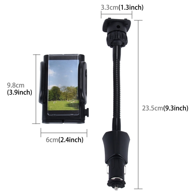 SHUNWEI SD-1162 Universal Multi-functional Cell Phone Charger Holder Car Charger Mount Cradle with USB Port 2A, For MP3 Mobile PDA