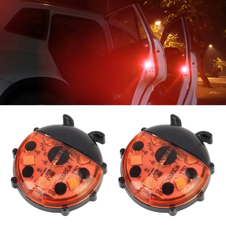 2pcs Ladybug Shape Car Door Anti-collision Warning Light