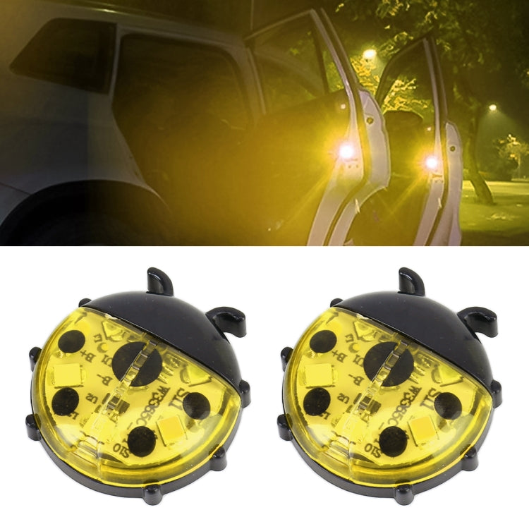 2pcs Ladybug Shape Car Door Anti-collision Warning Light