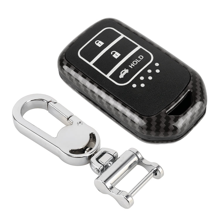 Carbon Fiber Texture Car Key Protective Cover for Honda Smart 3-button English Tailgate