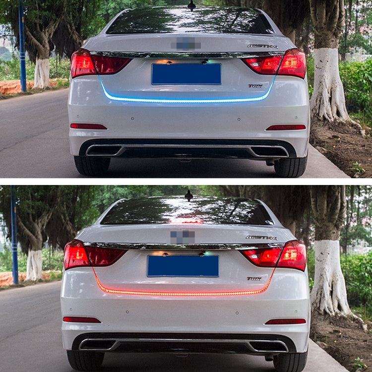 1.5m Car Auto Waterproof Universal Four Color Rear Flowing Light Tail Box Lights with Tail Light Controller, Ice Blue Light Driving Light, White Light Reversing Light, Red Light Brake Light, Yellow Light Turn Signal Light, LED Lamp Strip Tail Decoration