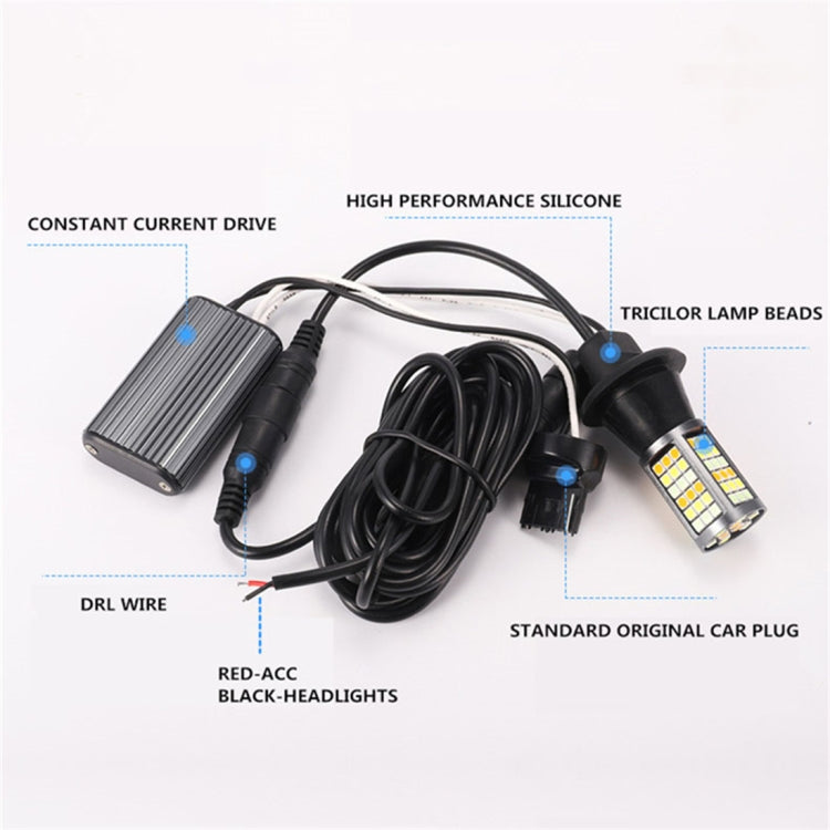 T20/7740 DC12V 3.7W 81 SMD-3030-LEDs Three Color Car DRL&Turn Light, Length: 2m