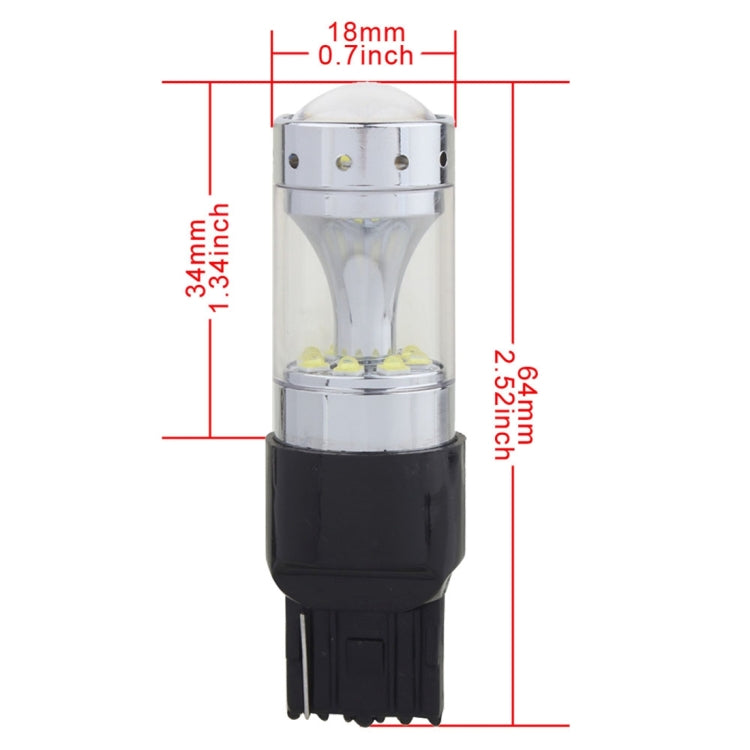 2 PCS 7440 60W 1200 LM 6000K Car Auto Brake Lights Turn Light Backup Light with 12 CREE XB-D Lamps, DC 12V (White Light)