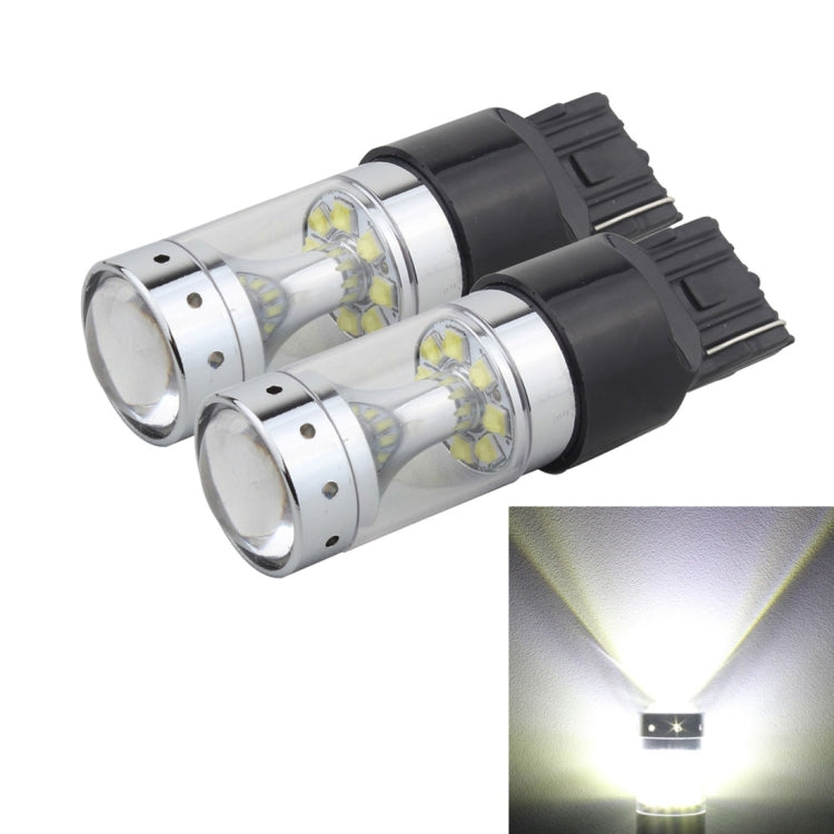 2 PCS 7440 60W 1200 LM 6000K Car Auto Brake Lights Turn Light Backup Light with 12 CREE XB-D Lamps, DC 12V (White Light)