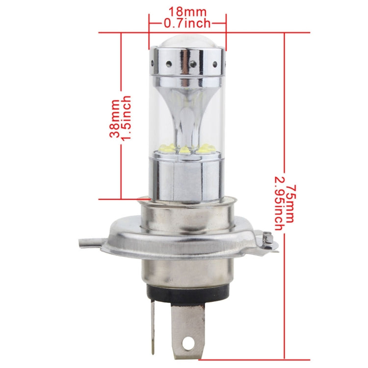 2 PCS H4 60W 1200 LM 6000K Car Fog Lights with 12 CREE XB-D LED Lamps, DC 12V (White Light)