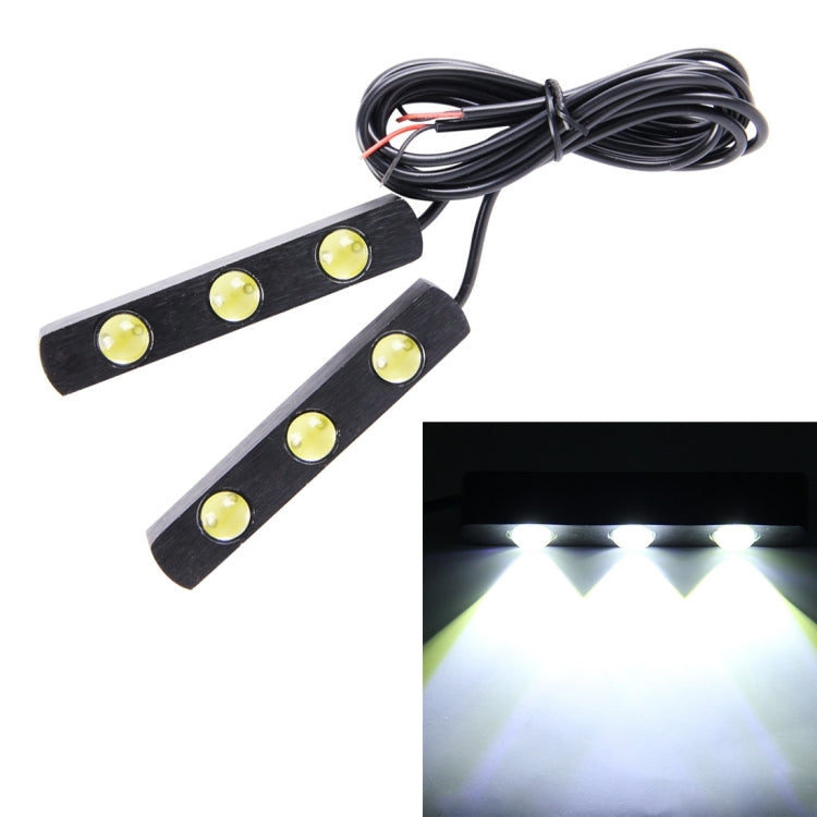 2 PCS 3W 270LM White Light 6000K 3 LED Eagle Eye Car Daytime Running Lights, DC 12V(Black)