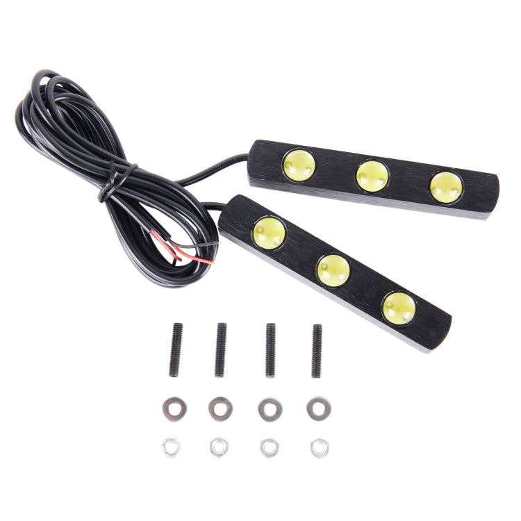 2 PCS 3W 270LM White Light 6000K 3 LED Eagle Eye Car Daytime Running Lights, DC 12V(Black)