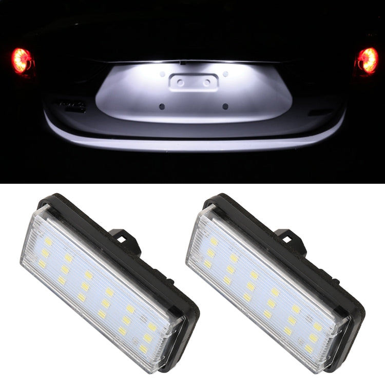 2 PCS DC12V / 1.5W/ 6000K / 100LM Car LED License Plate Light 18LEDs SMD-3528 Lamps for Lexus(White Light)