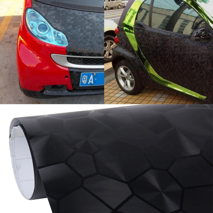 1.52m × 0.5m Car Water Cube Texture Wrapping Auto Vehicle Change Color Sticker Roll Motorcycle Decal Sheet Tint Vinyl Air Bubble Free(Black)