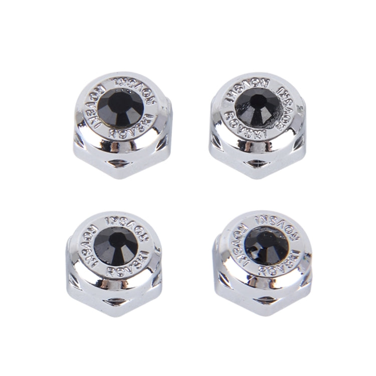 4 PCS License Plate Frame Waterproof Stainless Steel Crystal Screw