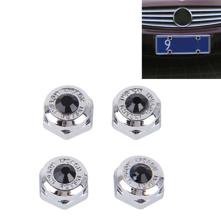 4 PCS License Plate Frame Waterproof Stainless Steel Crystal Screw