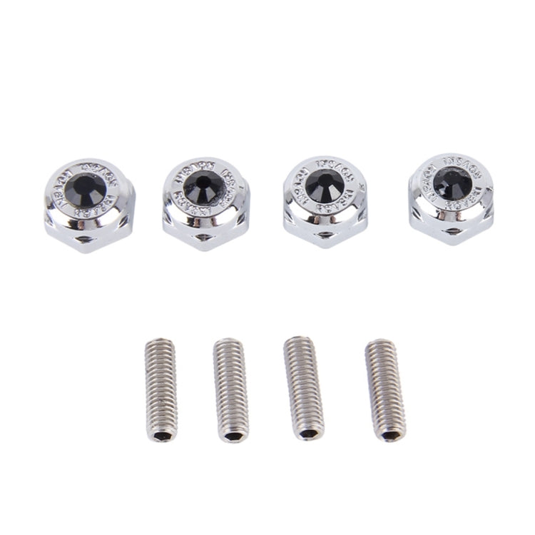 4 PCS License Plate Frame Waterproof Stainless Steel Crystal Screw