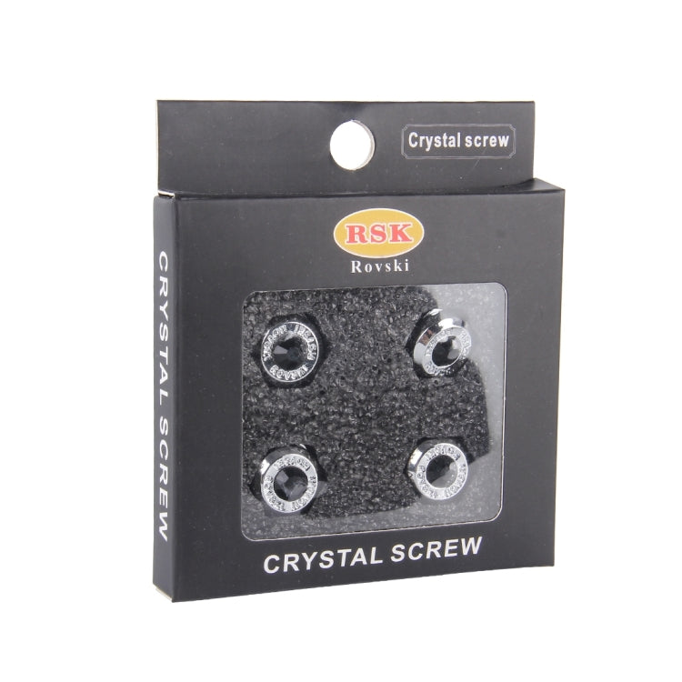 4 PCS License Plate Frame Waterproof Stainless Steel Crystal Screw