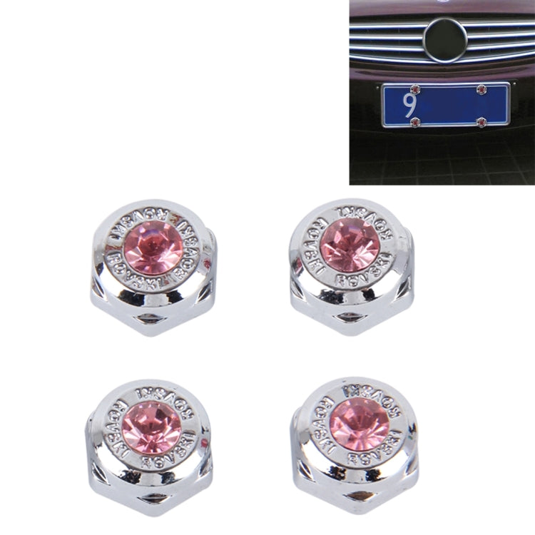 4 PCS License Plate Frame Waterproof Stainless Steel Crystal Screw