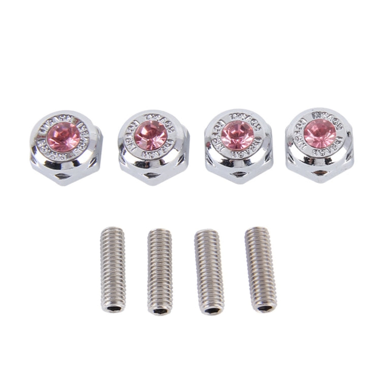 4 PCS License Plate Frame Waterproof Stainless Steel Crystal Screw