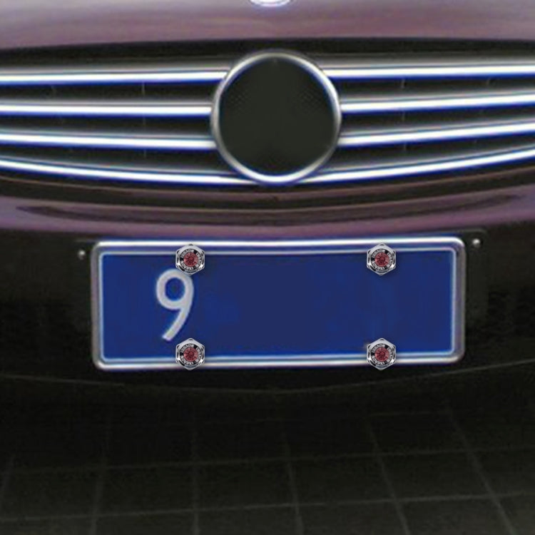 4 PCS License Plate Frame Waterproof Stainless Steel Crystal Screw