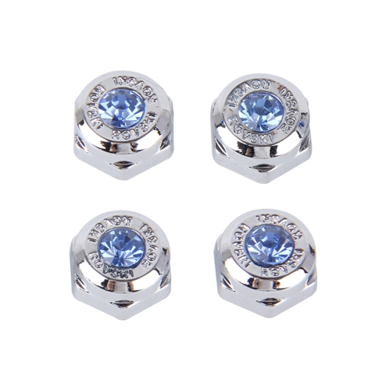 4 PCS License Plate Frame Waterproof Stainless Steel Crystal Screw