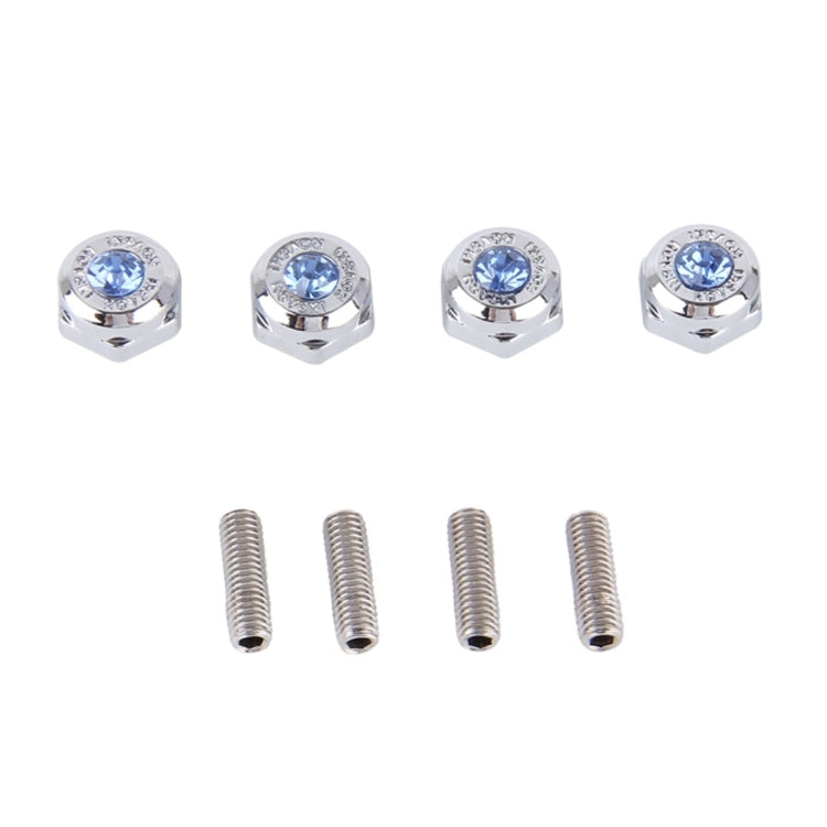 4 PCS License Plate Frame Waterproof Stainless Steel Crystal Screw