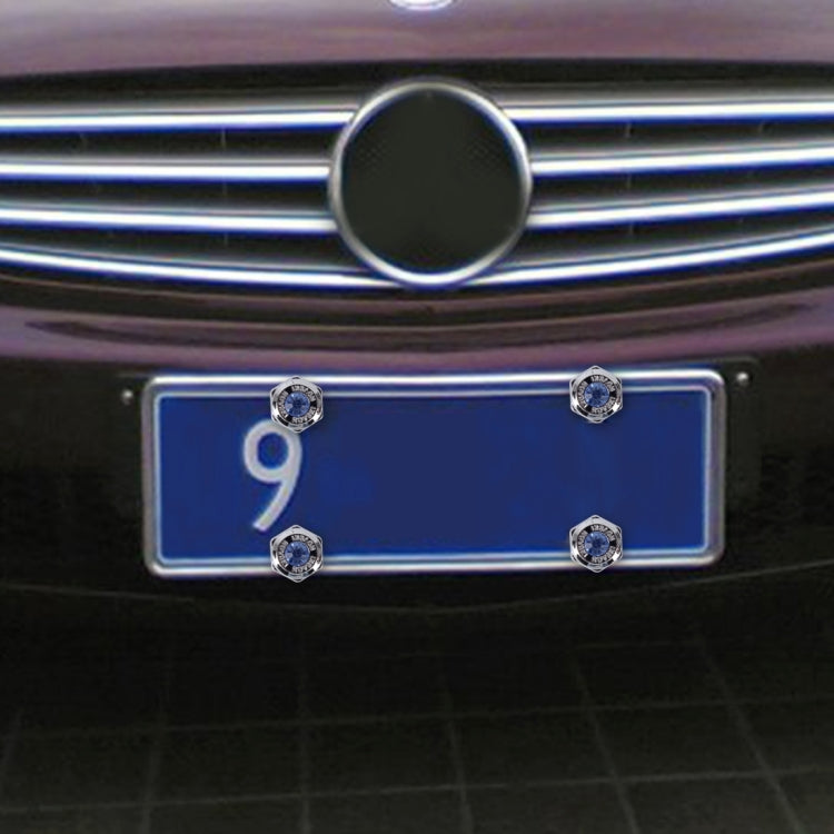 4 PCS License Plate Frame Waterproof Stainless Steel Crystal Screw