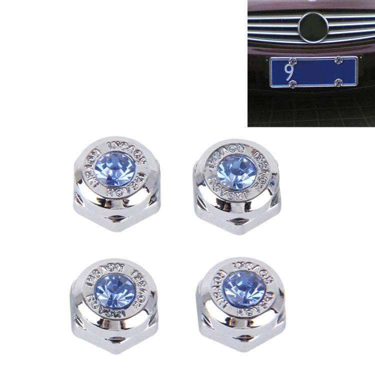 4 PCS License Plate Frame Waterproof Stainless Steel Crystal Screw