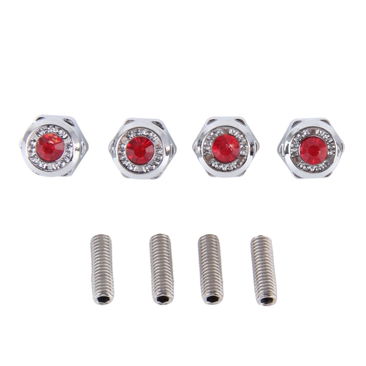4 PCS License Plate Frame Waterproof Stainless Steel Crystal Screw