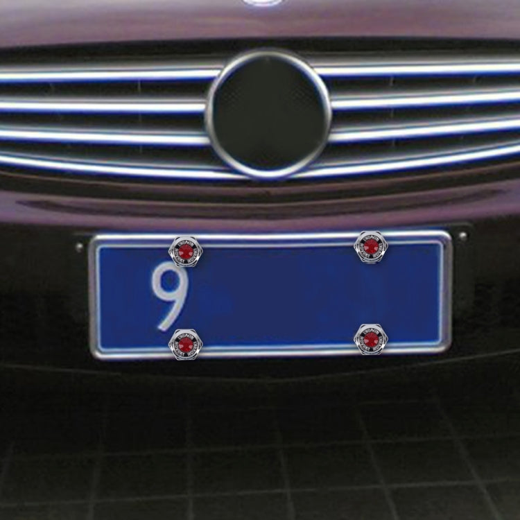 4 PCS License Plate Frame Waterproof Stainless Steel Crystal Screw