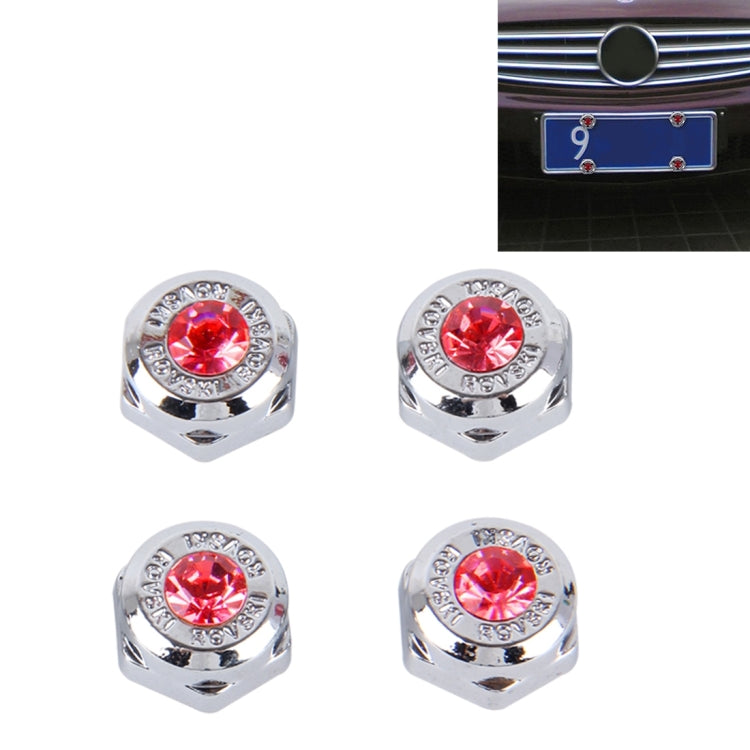 4 PCS License Plate Frame Waterproof Stainless Steel Crystal Screw