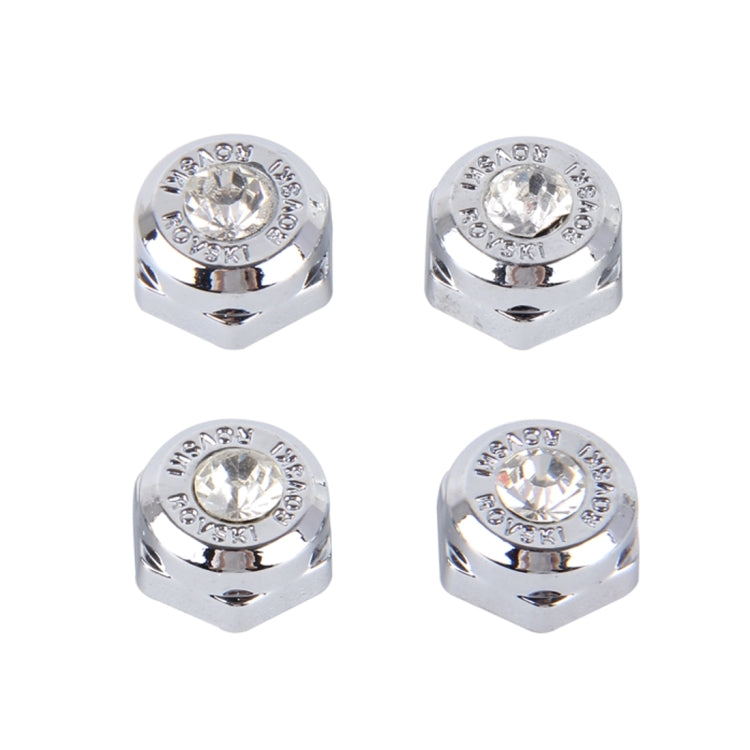 4 PCS License Plate Frame Waterproof Stainless Steel Crystal Screw