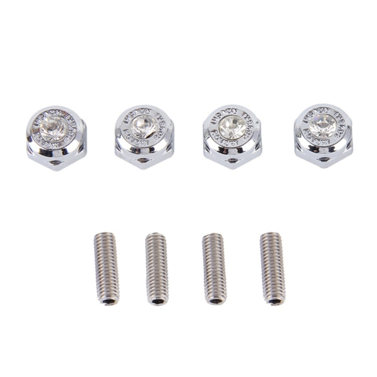 4 PCS License Plate Frame Waterproof Stainless Steel Crystal Screw