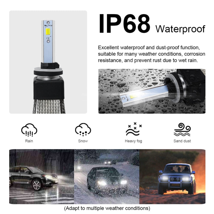 2 PCS T9 880 / 881 9-36V / 25W / 3000K 4300K 6000K / 3000LM IP68 Car Triple Color LED Headlight Lamps