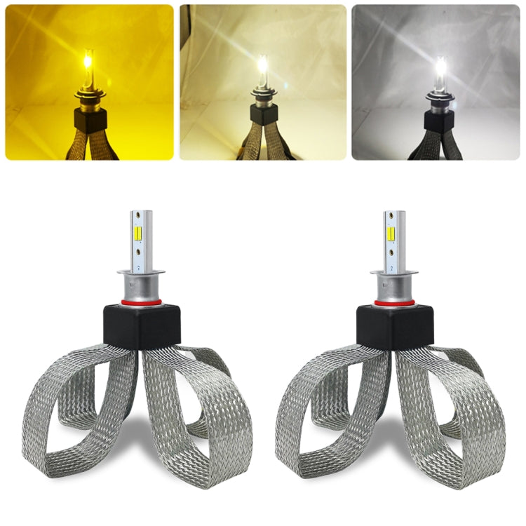 2 PCS T9 H3 9-36V / 25W / 3000K 4300K 6000K / 3000LM IP68 Car Triple Color LED Headlight Lamps