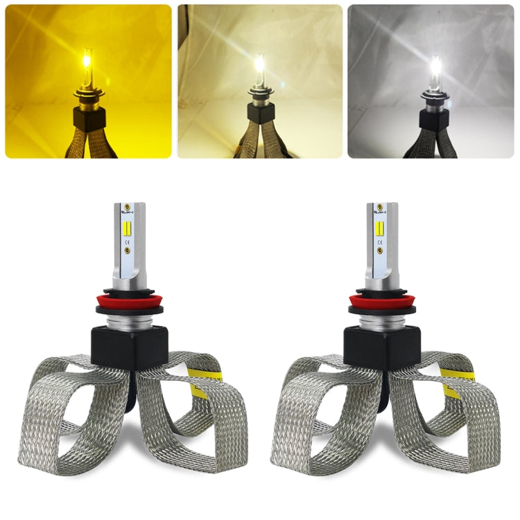 2 PCS T9 H8 / H9 / H11 9-36V / 25W / 3000K 4300K 6000K / 3000LM IP68 Car Triple Color LED Headlight Lamps