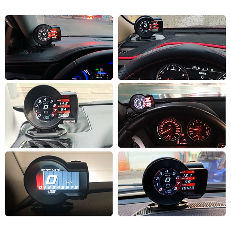 F835 Car OBD Multi-functional Digital Turbo Boost Pressure Meter Alarm Speed Oil Water Temp Gauge OBDII Code Reader Diagnostic Tool