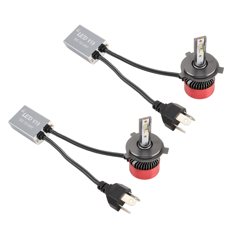 2 PCS V19 H4 DC12-24V / 28W(H) 28W(L) / 6000K / 2000LM IP65 Car LED Headlight Lamps, with 6 CSP Lamps(White Light)