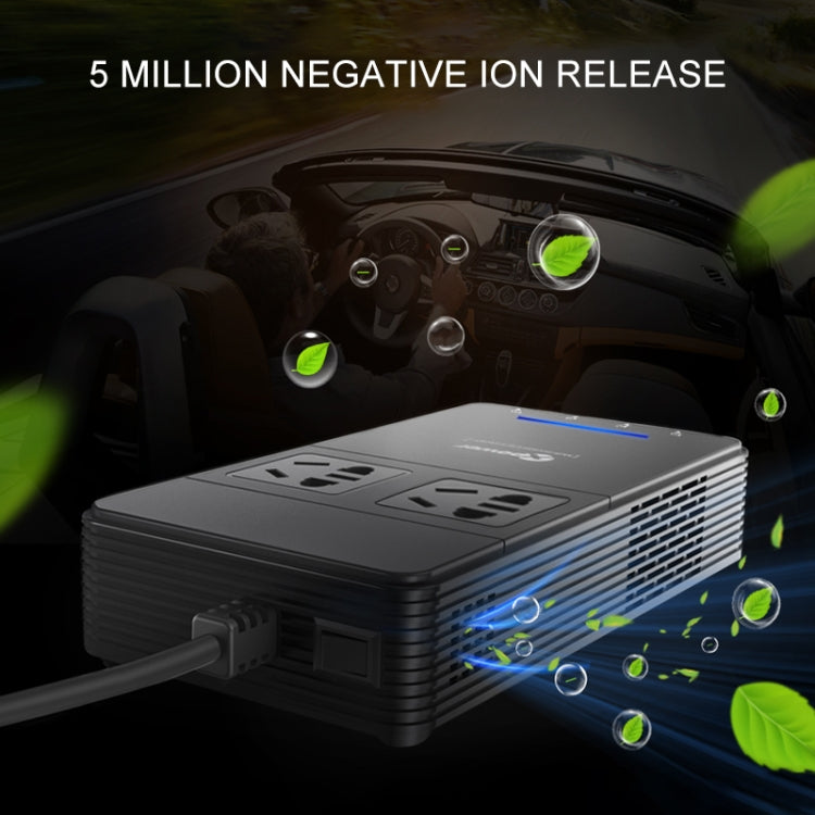 XPower T1 250W DC 12V to AC 220V Car Multi-functional Power Inverter 4 USB Ports 8.0A Charger Adapter + Negative Ions Air Cleaner