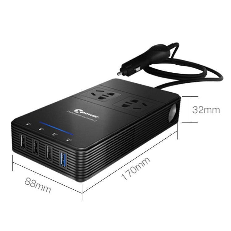 XPower T1 250W DC 12V to AC 220V Car Multi-functional Power Inverter 4 USB Ports 8.0A Charger Adapter + Negative Ions Air Cleaner