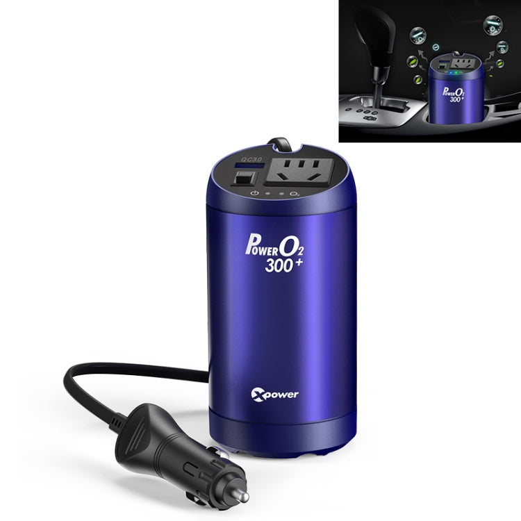XPower T300 DC 12V to AC 220V Car Multi-functional Power Inverter 2.4A USB Charger Adapter + Negative Ions Air Cleaner