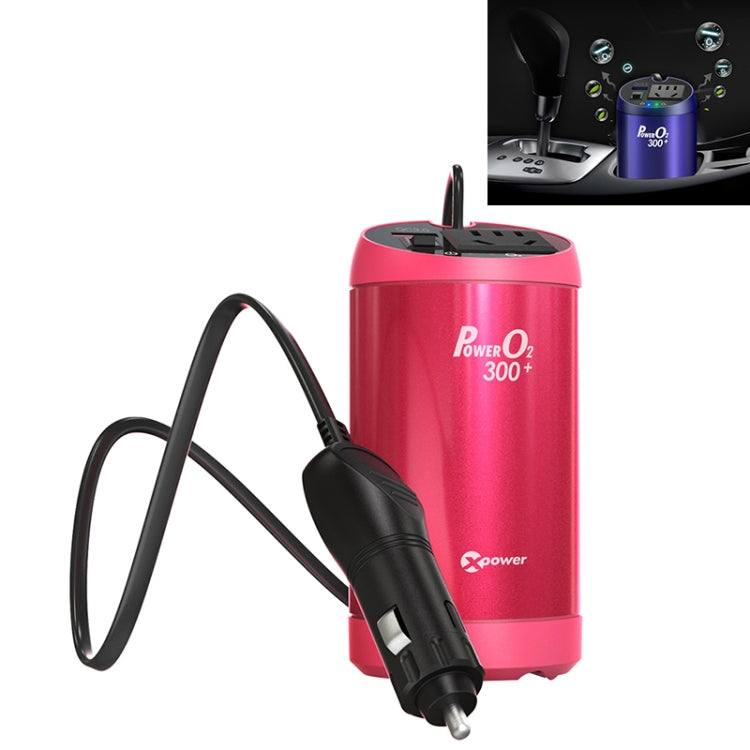 XPower T300 DC 12V to AC 220V Car Multi-functional Power Inverter 2.4A USB Charger Adapter + Negative Ions Air Cleaner
