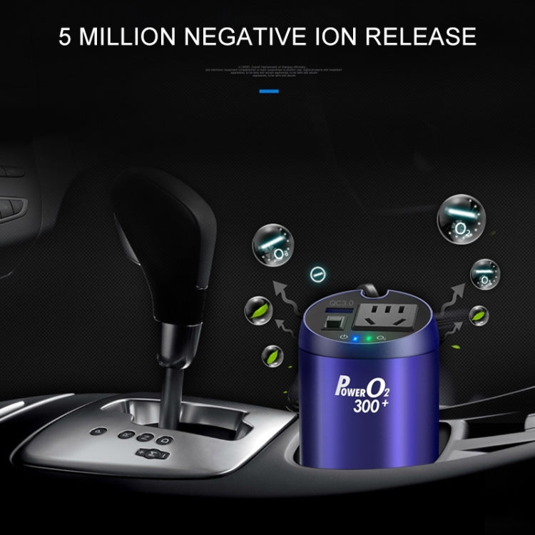 XPower T300 DC 12V to AC 220V Car Multi-functional Power Inverter 2.4A USB Charger Adapter + Negative Ions Air Cleaner