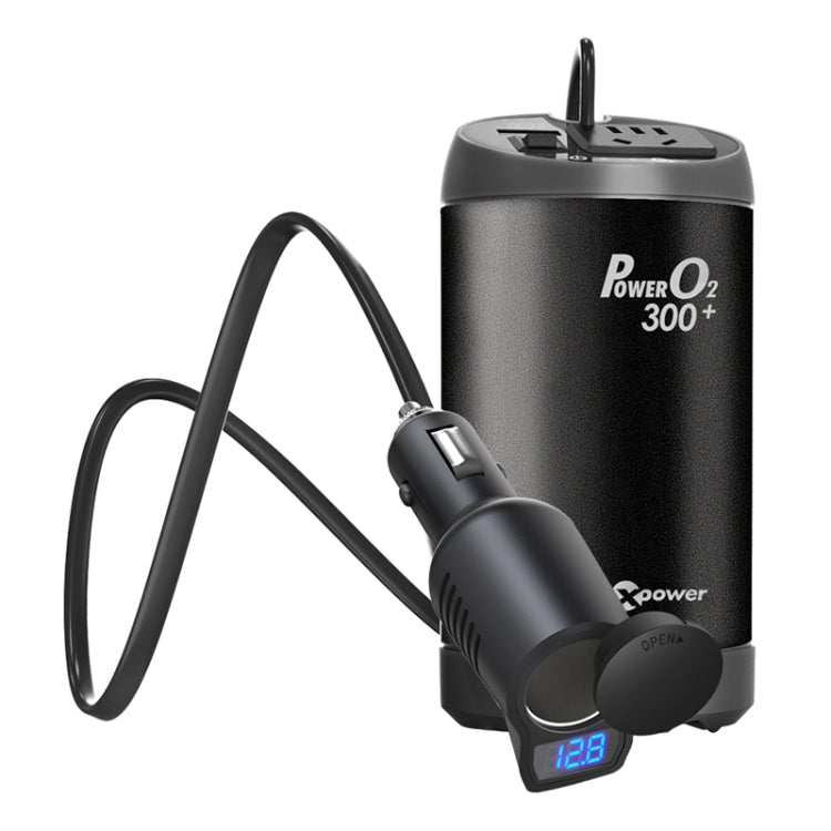 XPower T300 Plus DC 12V to AC 220V Car Multi-functional Power Inverter 2.4A USB Charger Adapter + Negative Ions Air Cleaner, with Battery Voltage Detection Function